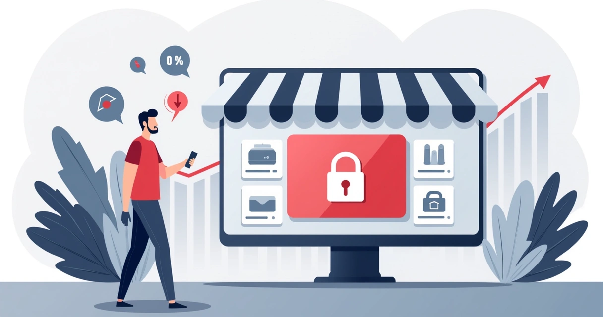 Bloqueio de operação em e-commerce com dinheiro parado na tela 