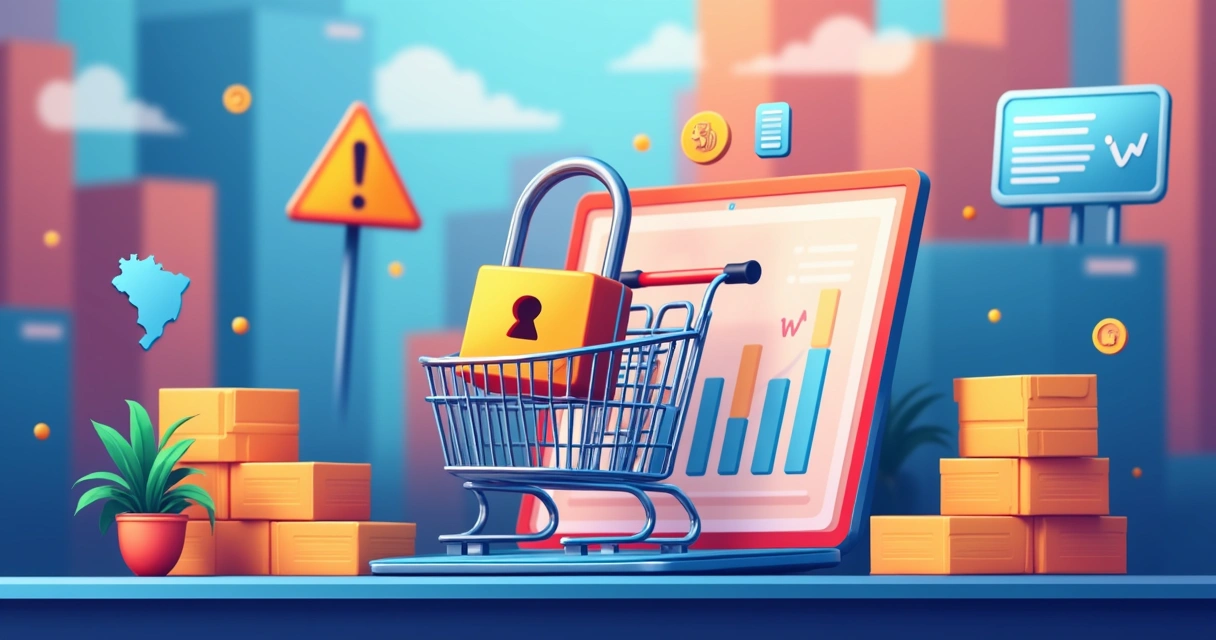 Ilustração de bloqueio digital de pedido de ecommerce 