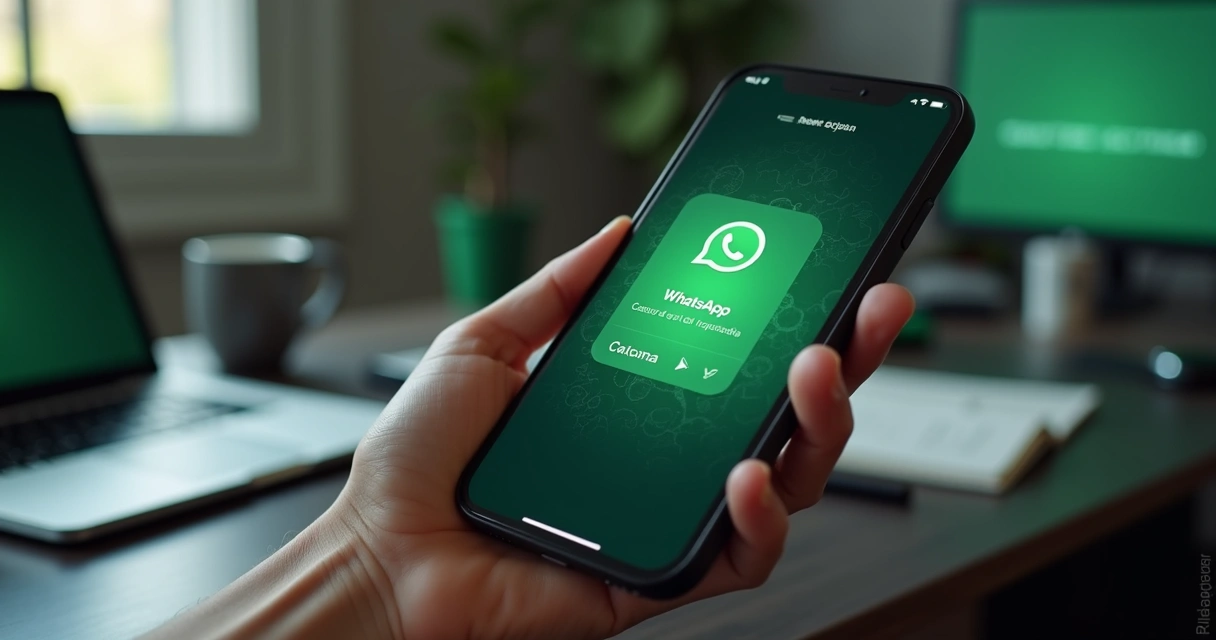 Tela de celular com aviso de bloqueio de captura de tela no WhatsApp 