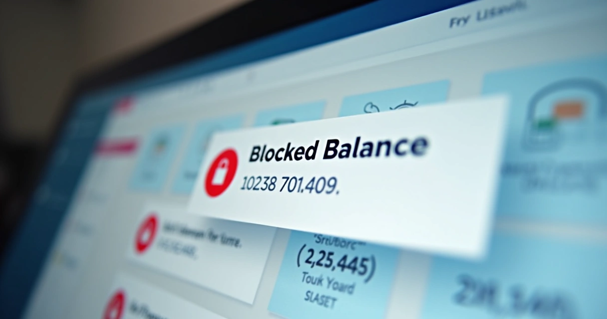 Saldo bloqueado em tela de computador 