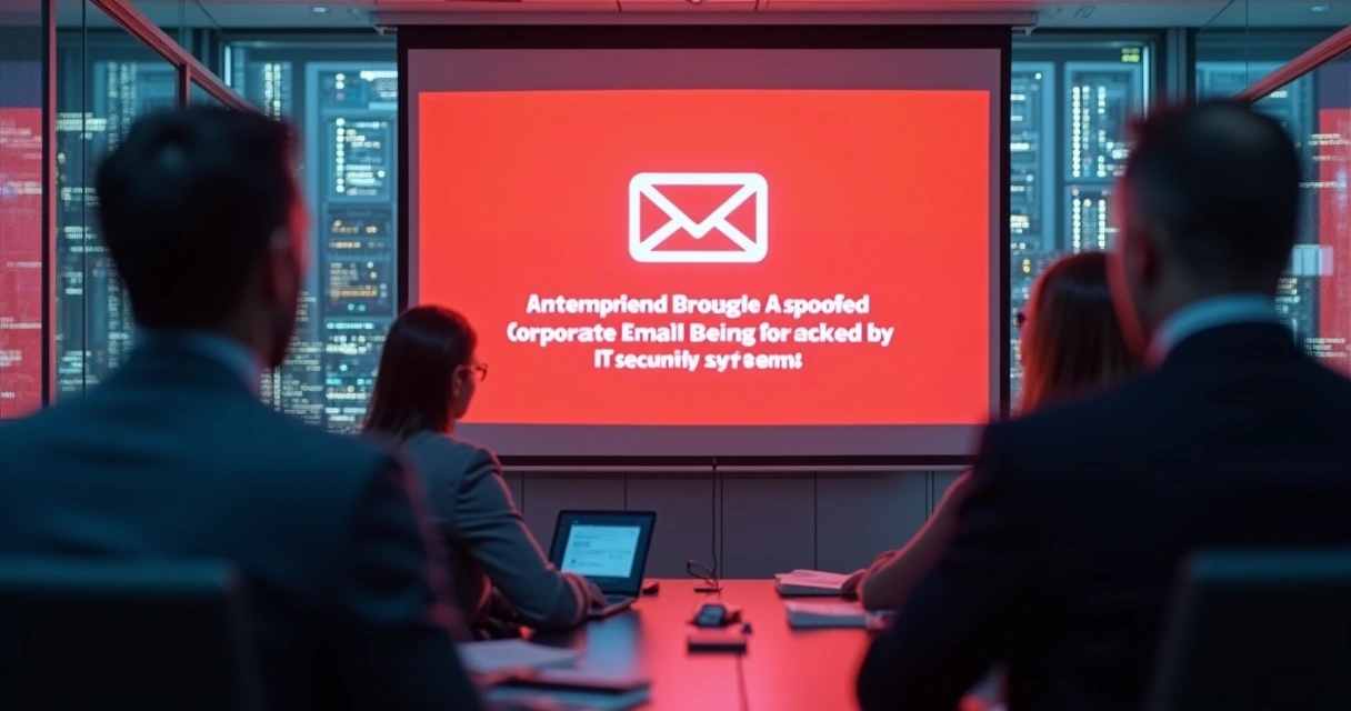 Simulação de e-mail spoofing bloqueado por um sistema corporativo 