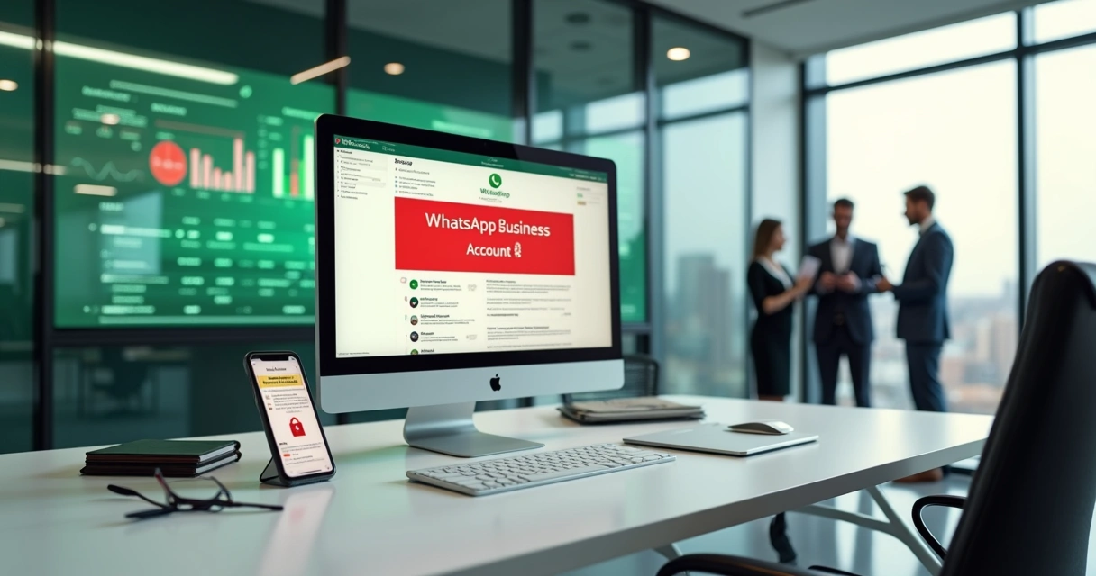 Painel com alerta de bloqueio no WhatsApp Business em ambiente corporativo 