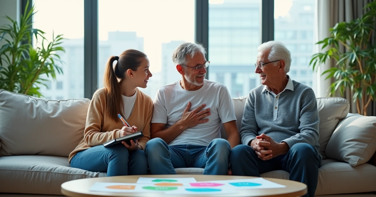 Personas de distintas generaciones reflexionando juntas sobre sus emociones 