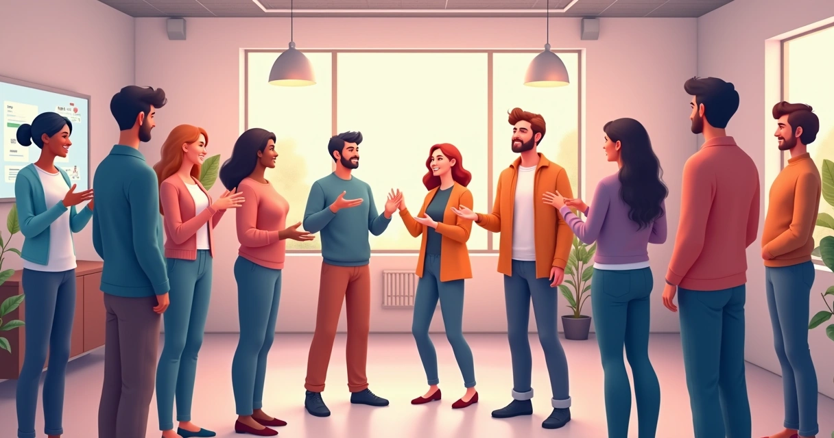 Membros em círculo dando boas-vindas em comunidade digital