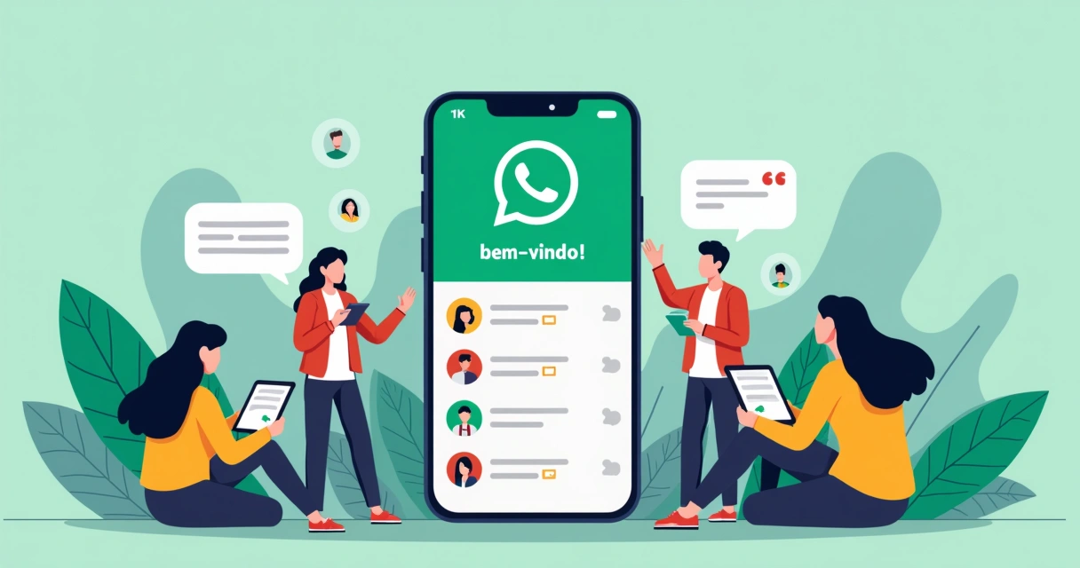 Mensagem de boas-vindas sendo enviada em grupo de WhatsApp 