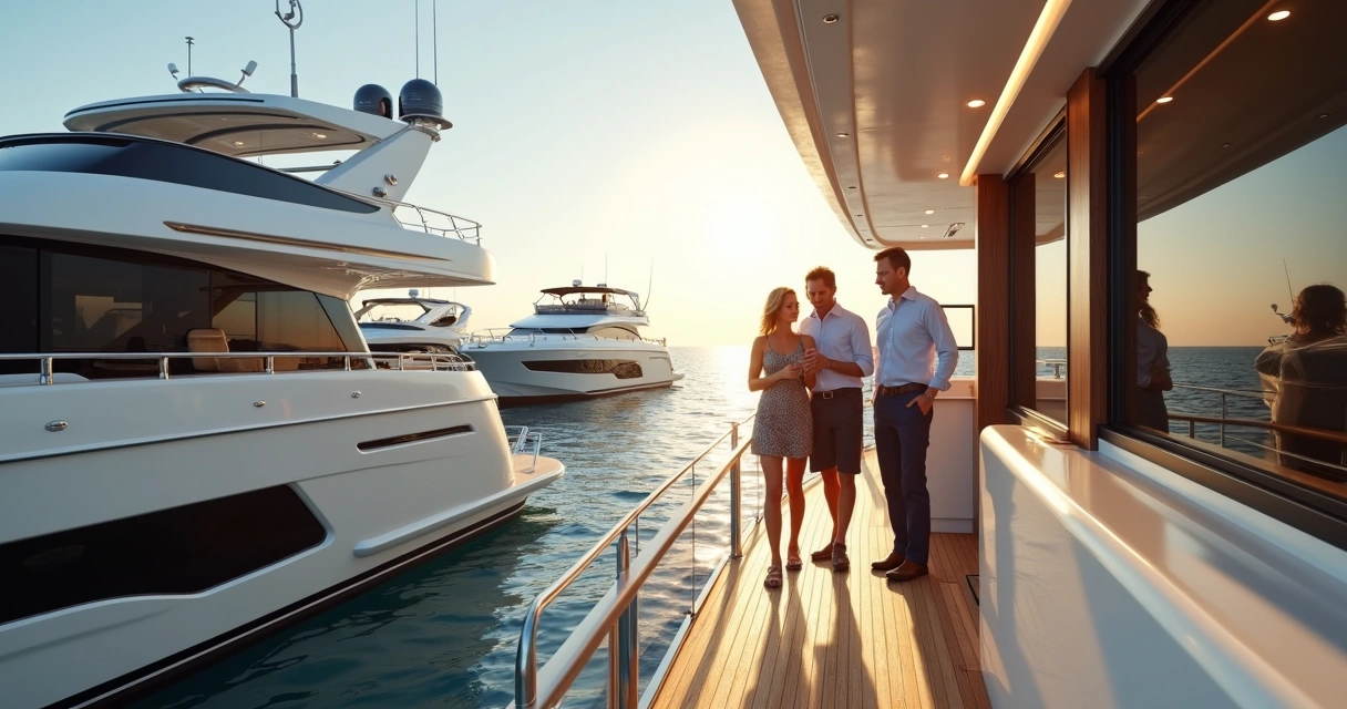 Luxury boat walkthrough at Melbourne FL showroom 