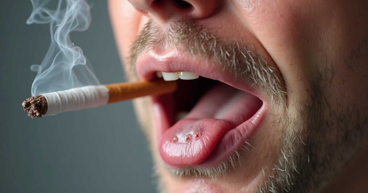 Lesões visíveis na mucosa bucal de fumante 