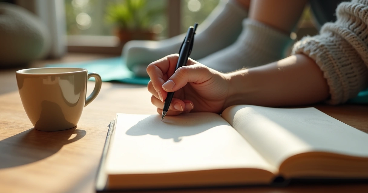 Person journaling after body scan practice 