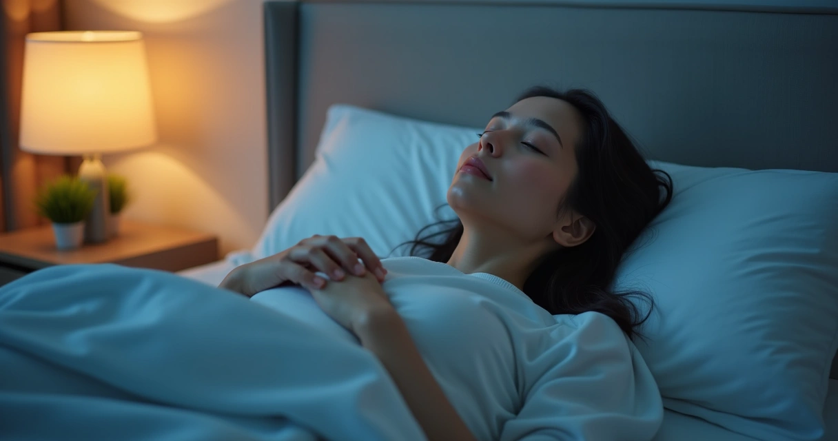 Person lying on bed practicing a body scan before sleep