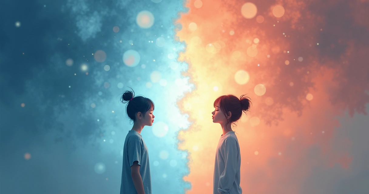 Side-by-side illustration of body boundaries and emotional boundaries, showing a personal space bubble and a cloud of thoughts with subtle overlapping edges
