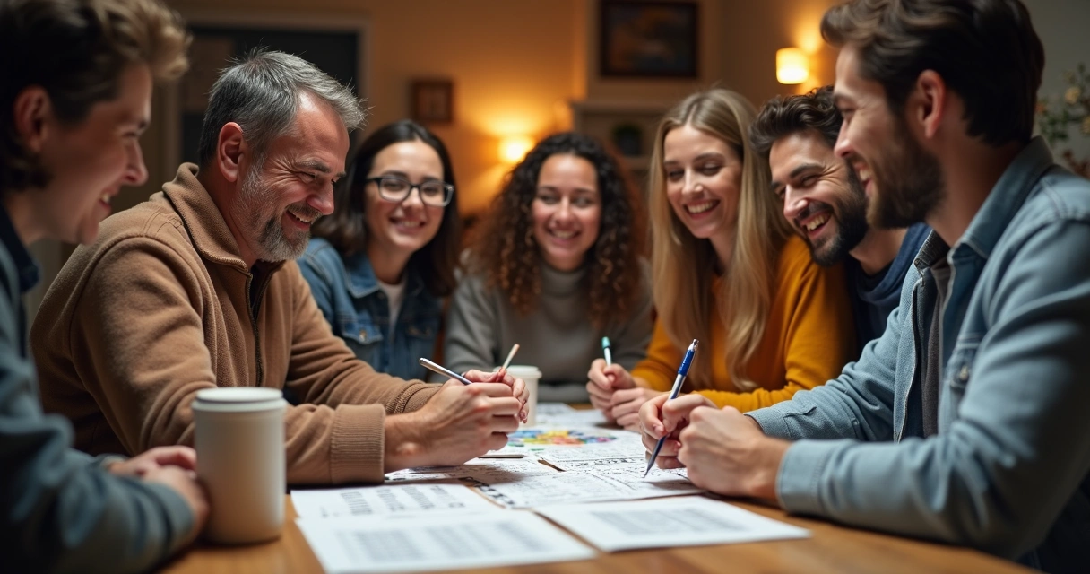 Grupo de pessoas comemorando juntos participando de bolão de loteria 