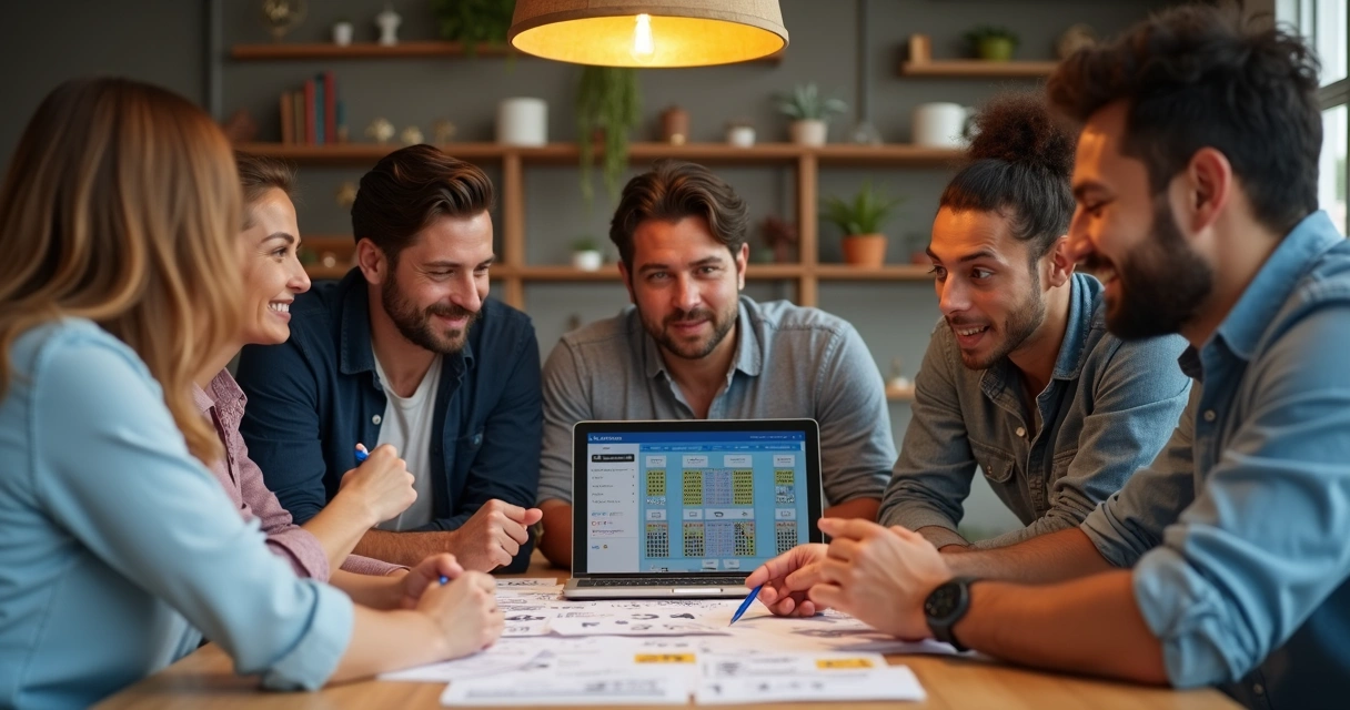 Grupo de pessoas reunidas escolhendo números da Lotofácil 