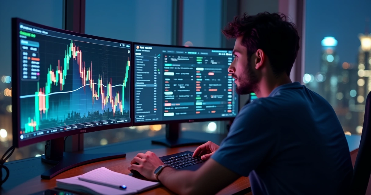 Trader analisa gráfico de bolha em mercado de previsões online 