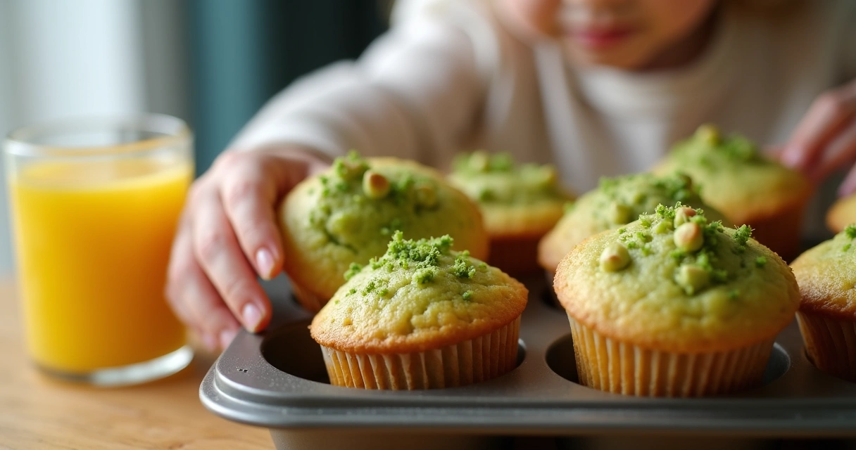Bolinhos com moringa em assadeira sobre mesa de madeira