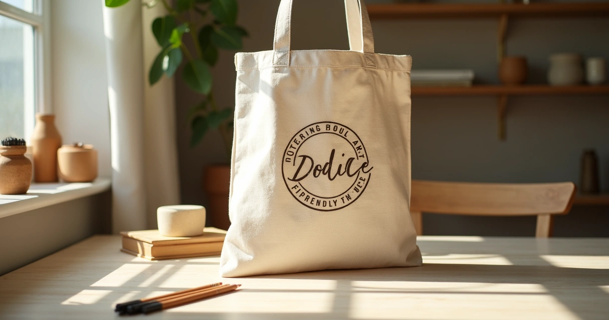 Bolsa personalizada de algodão reciclado com logo na frente 
