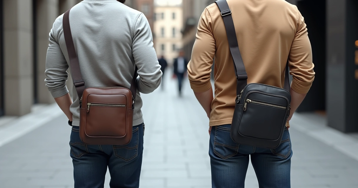 Bolsa tiracolo masculina de tamanho médio corpo inteiro 