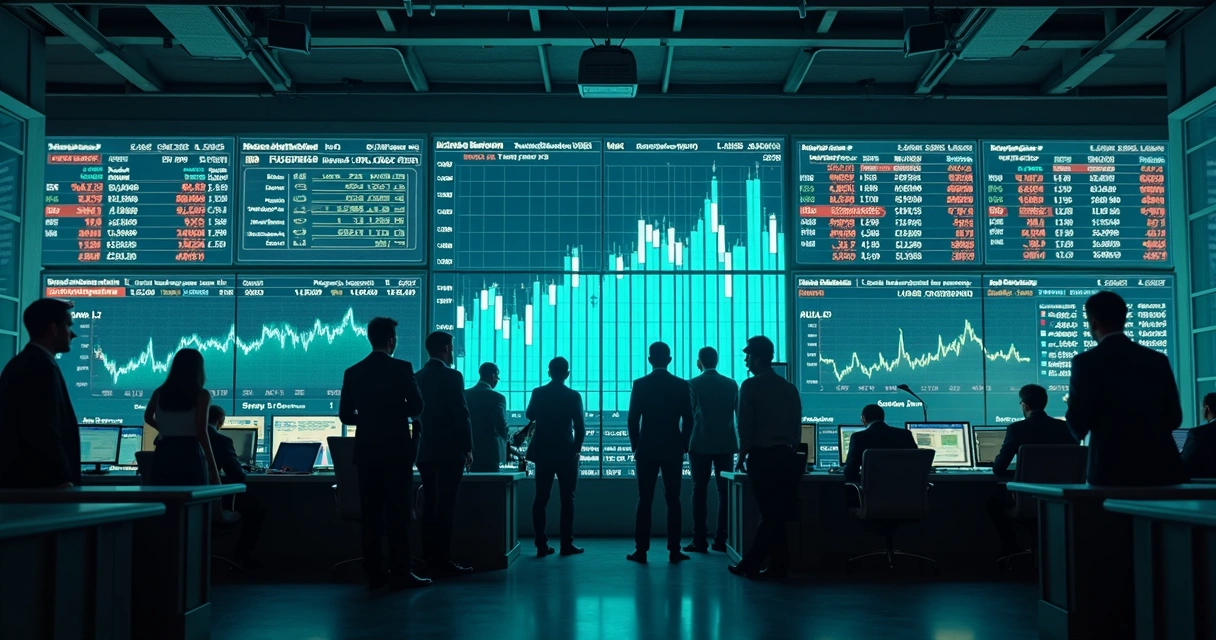 Painel digital de bolsa de valores mostrando contratos de swap e gráficos de variação cambial
