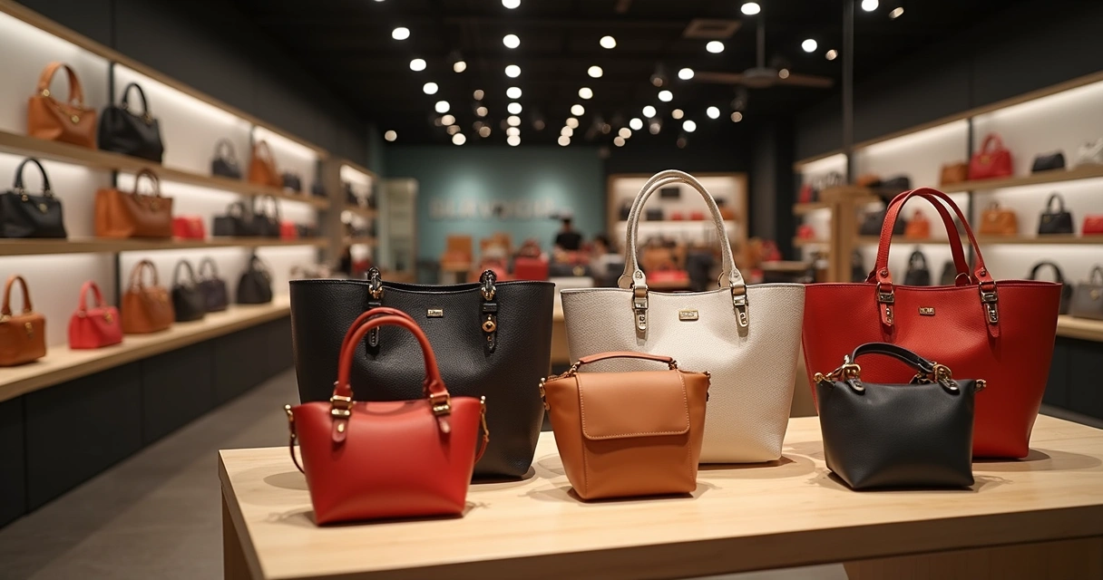 Expositor de bolsas organizadas em loja para atacado