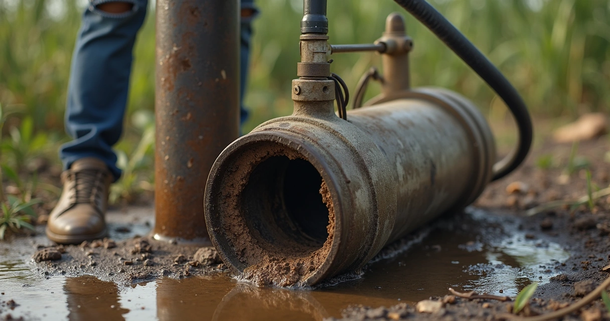 Bomba sapo danificada por uso excessivo e instalação inadequada 