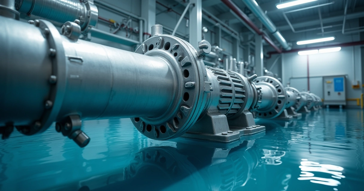 Bomba submersa de grande potência em estação de tratamento 