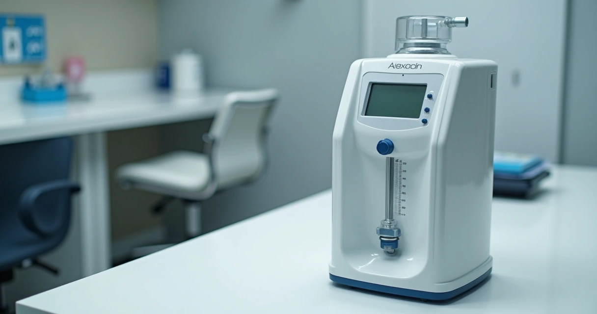 Bomba peniana manual sobre bancada de consultório moderno