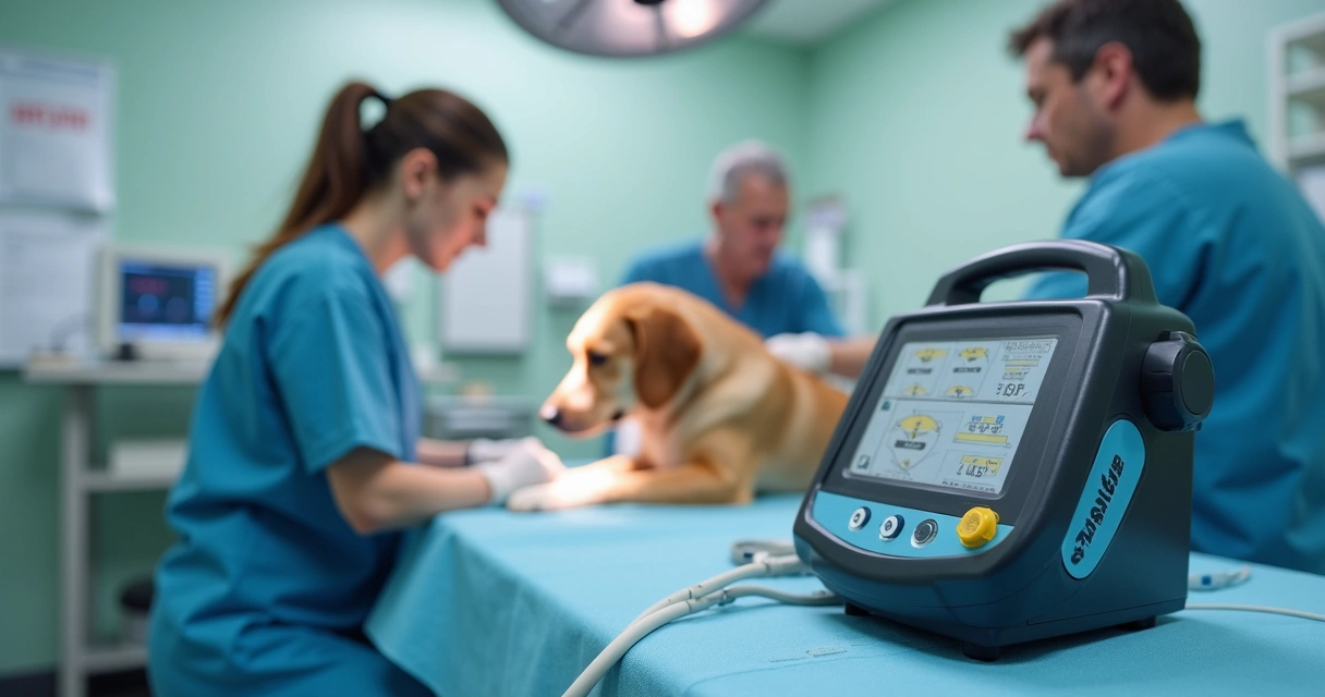 Bomba de infusão contínua veterinária aplicada em procedimento 