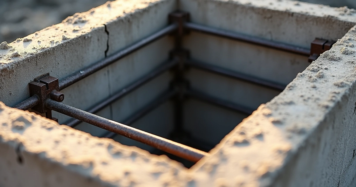 Detailed view of horizontal rebar inside bond beam