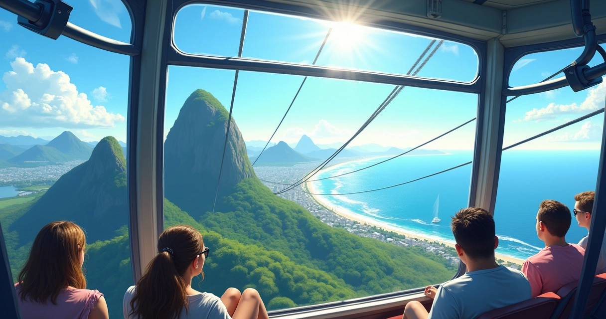 Bondinho do Pão de Açúcar sobre a paisagem carioca 