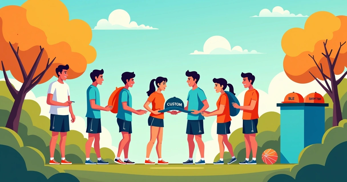 Boné personalizado distribuído em evento esportivo ao ar livre 