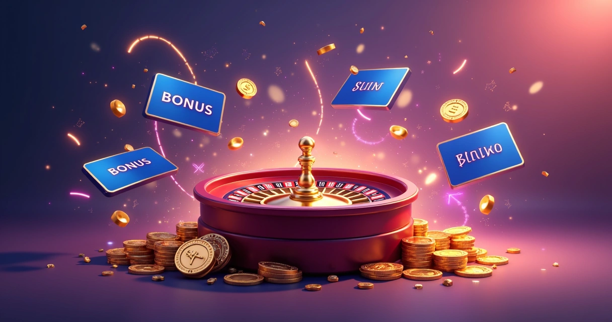 Bônus coloridos em cartão de cassino e roleta 