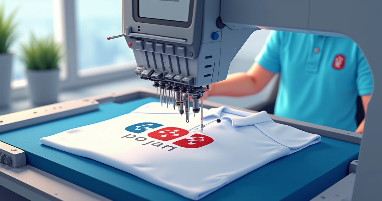 Detalhe de bordado computadorizado em camiseta Franca SP 