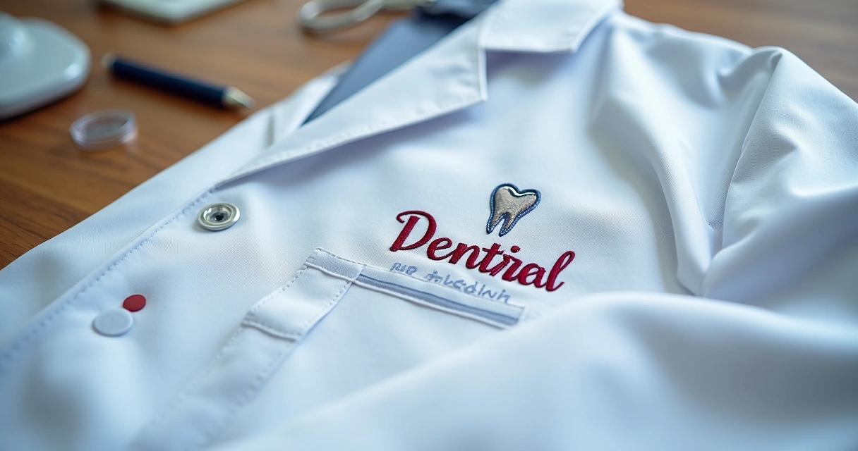Bordado personalizado em jaleco de dentista 