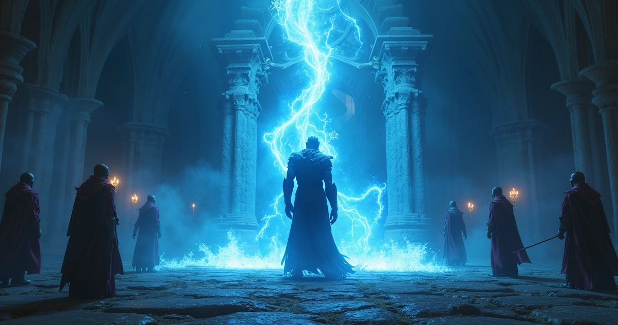 Boss Vladrukh em batalha lançando magia de fase 