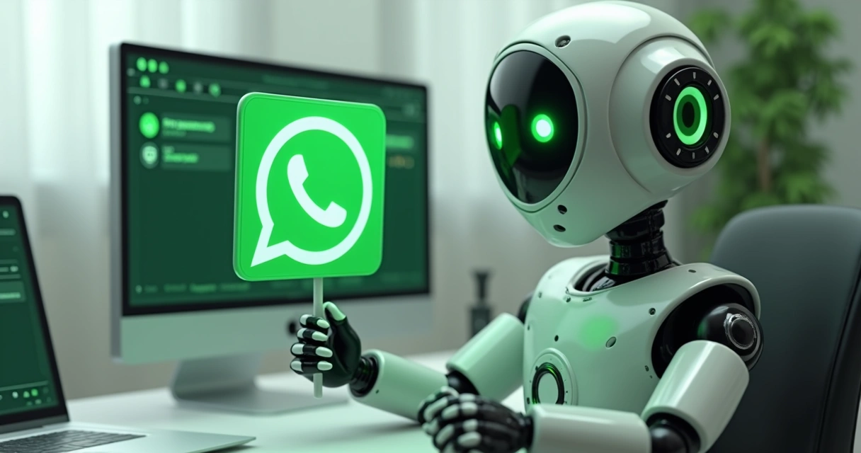 Bot virtual com balão de mensagem atendendo clientes no WhatsApp