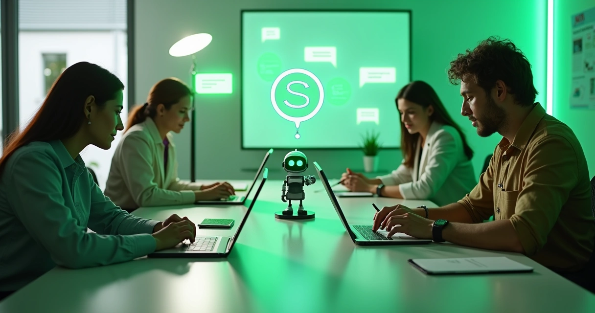 Ilustração de chatbot conversando com vários clientes ao mesmo tempo pelo WhatsApp. 