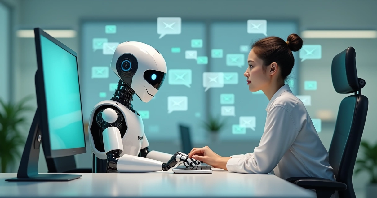 Bot e humano trabalhando juntos 