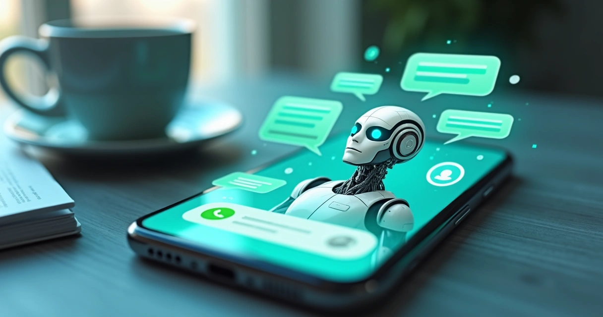 Ilustração representando bot inteligente atendendo clientes no WhatsApp