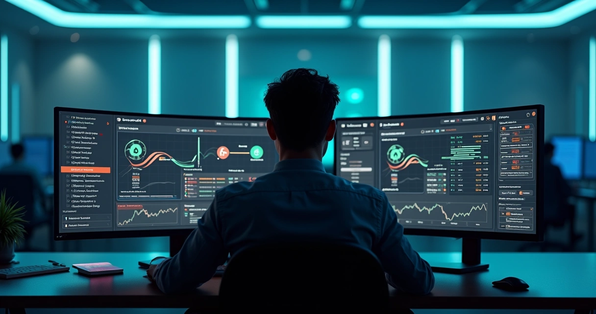 Desenvolvedor observa painel monitorando conexões de API em tempo real 