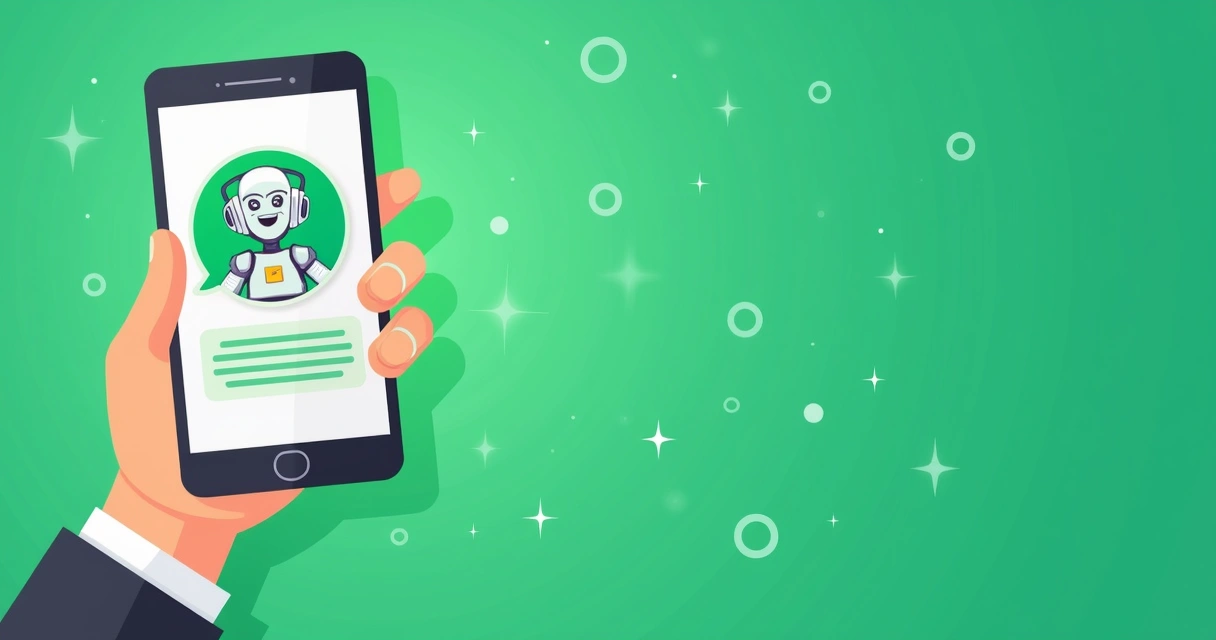 Bot de IA no WhatsApp, mostrando interação de mensagens com usuários em um smartphone