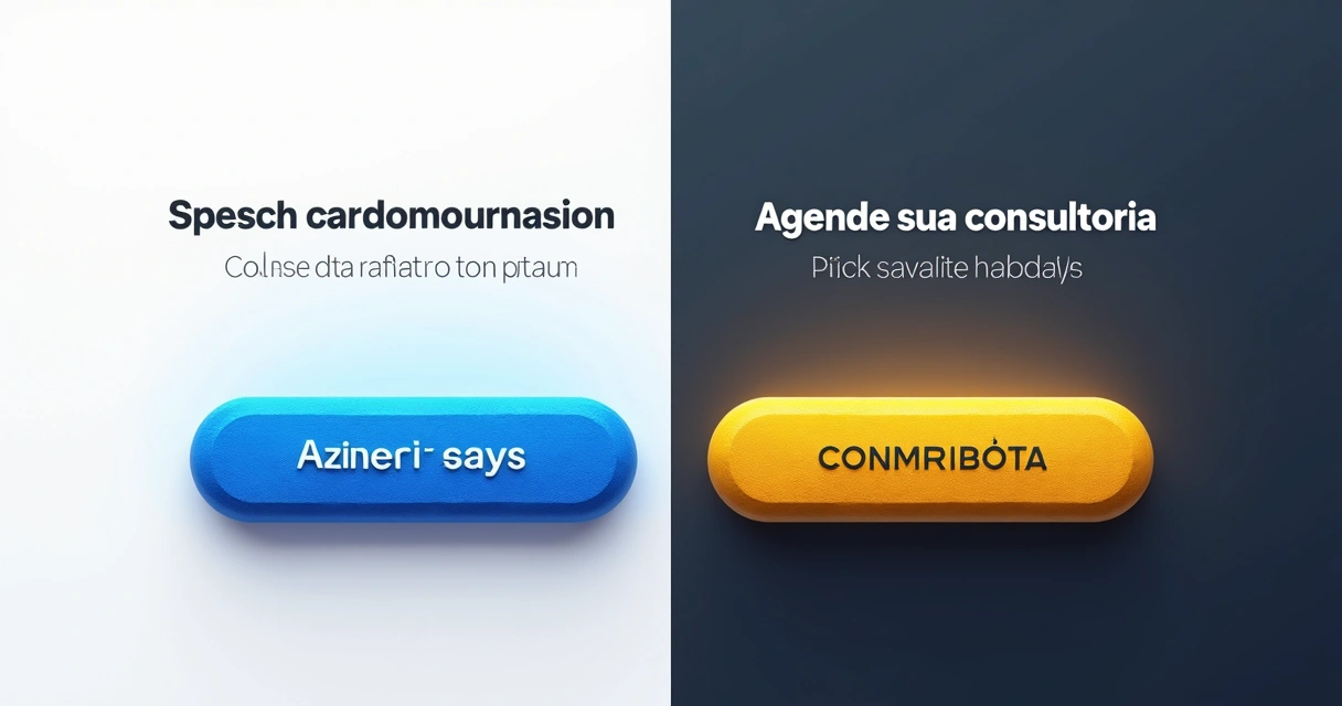 Exemplo de botões CTA com diferentes contrastes em tela branca e escura 