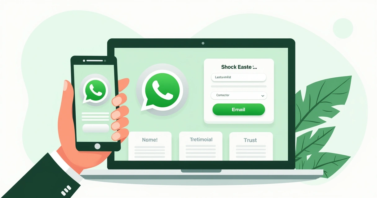 Botão flutuante de WhatsApp na lateral de uma landing page em um celular e um notebook 