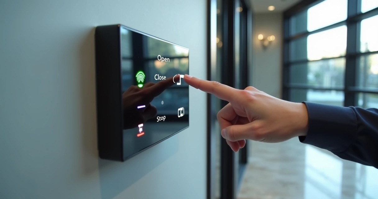Botoeira avançada com leitor biométrico integrada a porta automática 