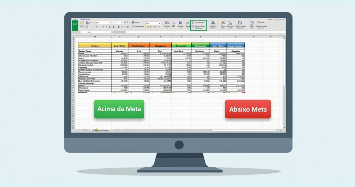 Botões para filtrar resultados de meta de vendas em planilha Excel 