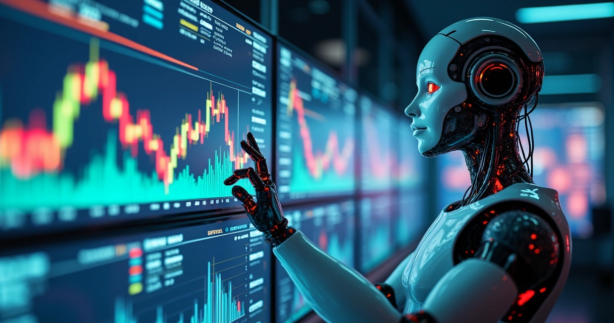 Robô digital programando operações de bitcoin em múltiplas exchanges 