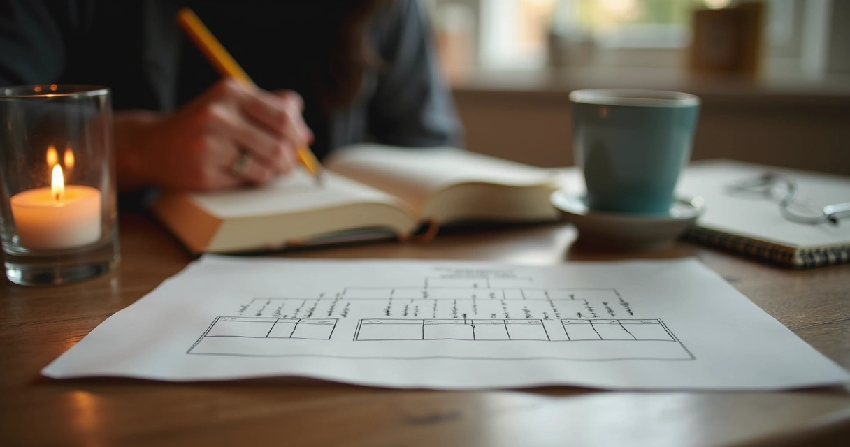 Journal, hands, and calm space for boundary reflection
