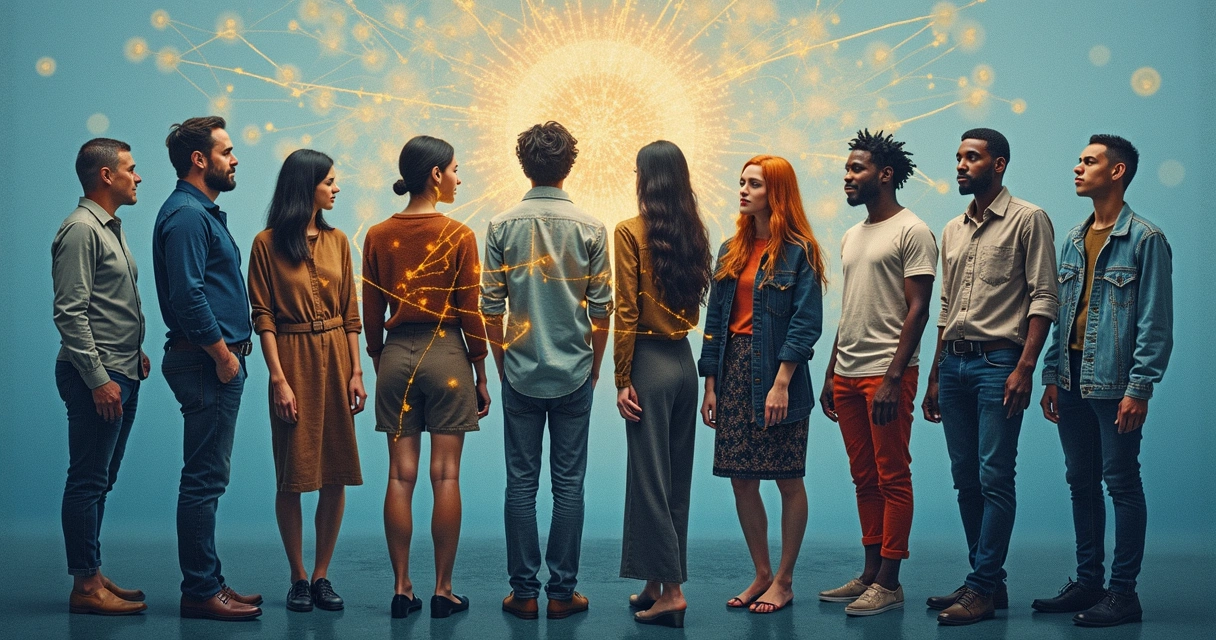 Visual representation of people with boundaries and overlapping connections