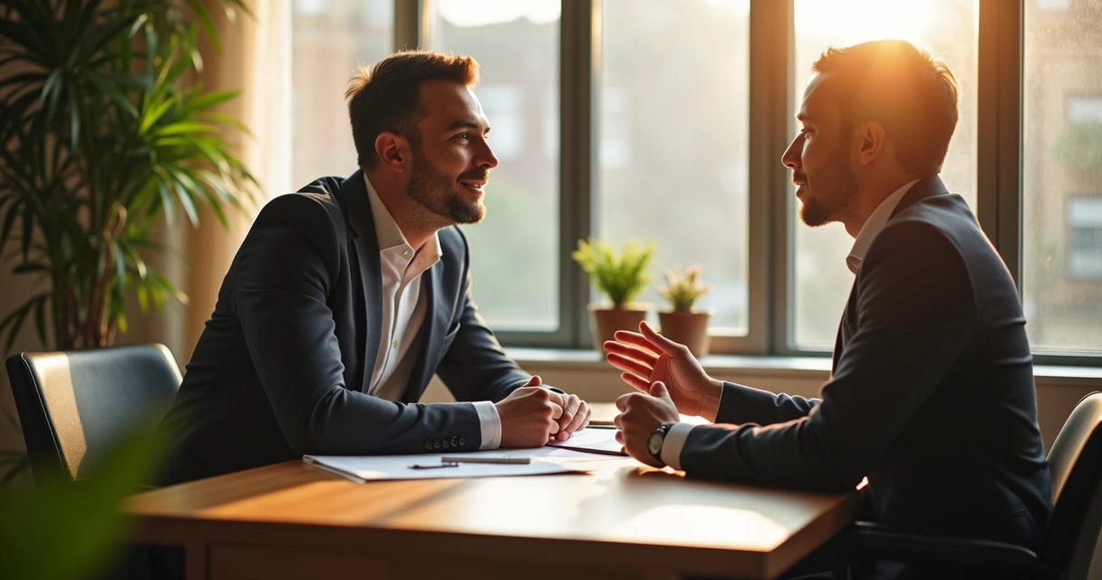 Consultor escutando com atenção em reunião 