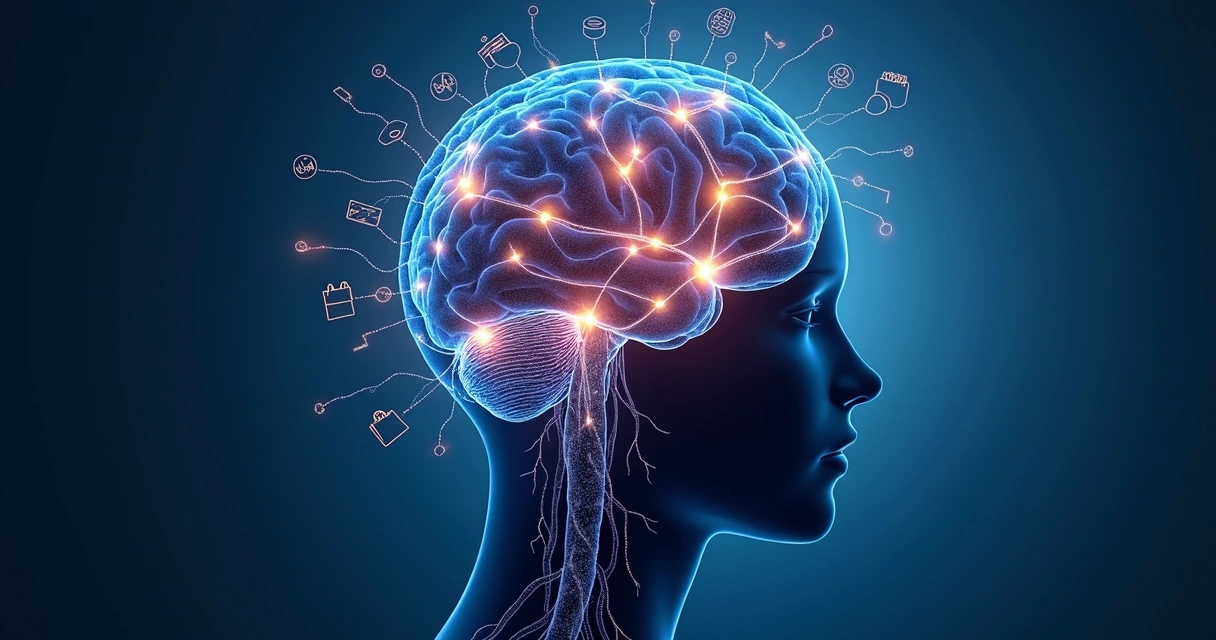 Illustration of brain pathways controlling financial decisions