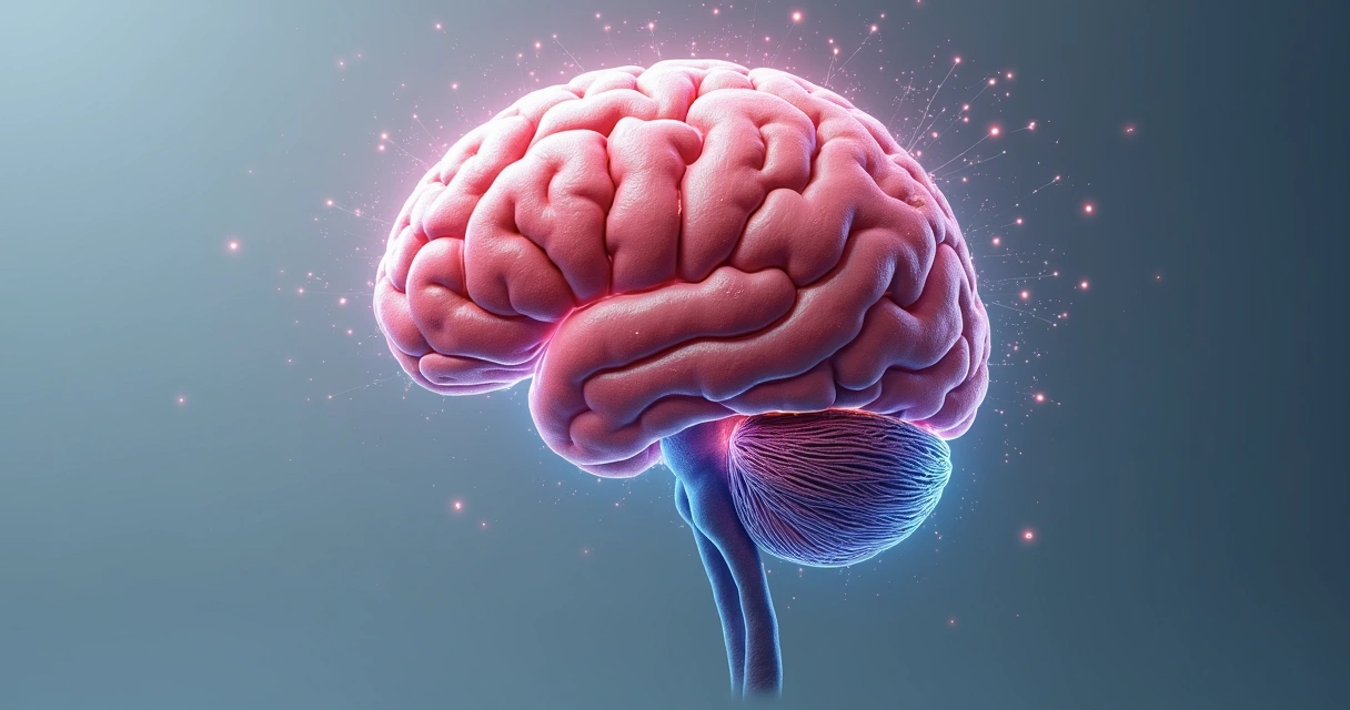Brain diagram showing highlighted regions for self-awareness and reflection 