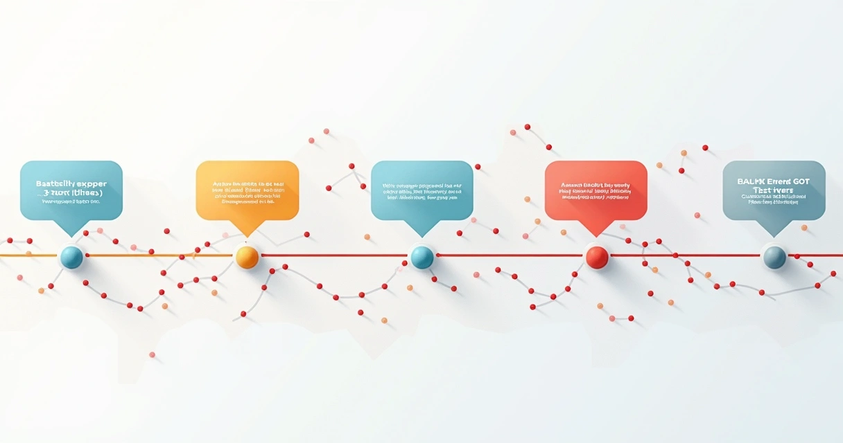 Brand sentiment timeline graph with LLM icons and commentary blurbs 